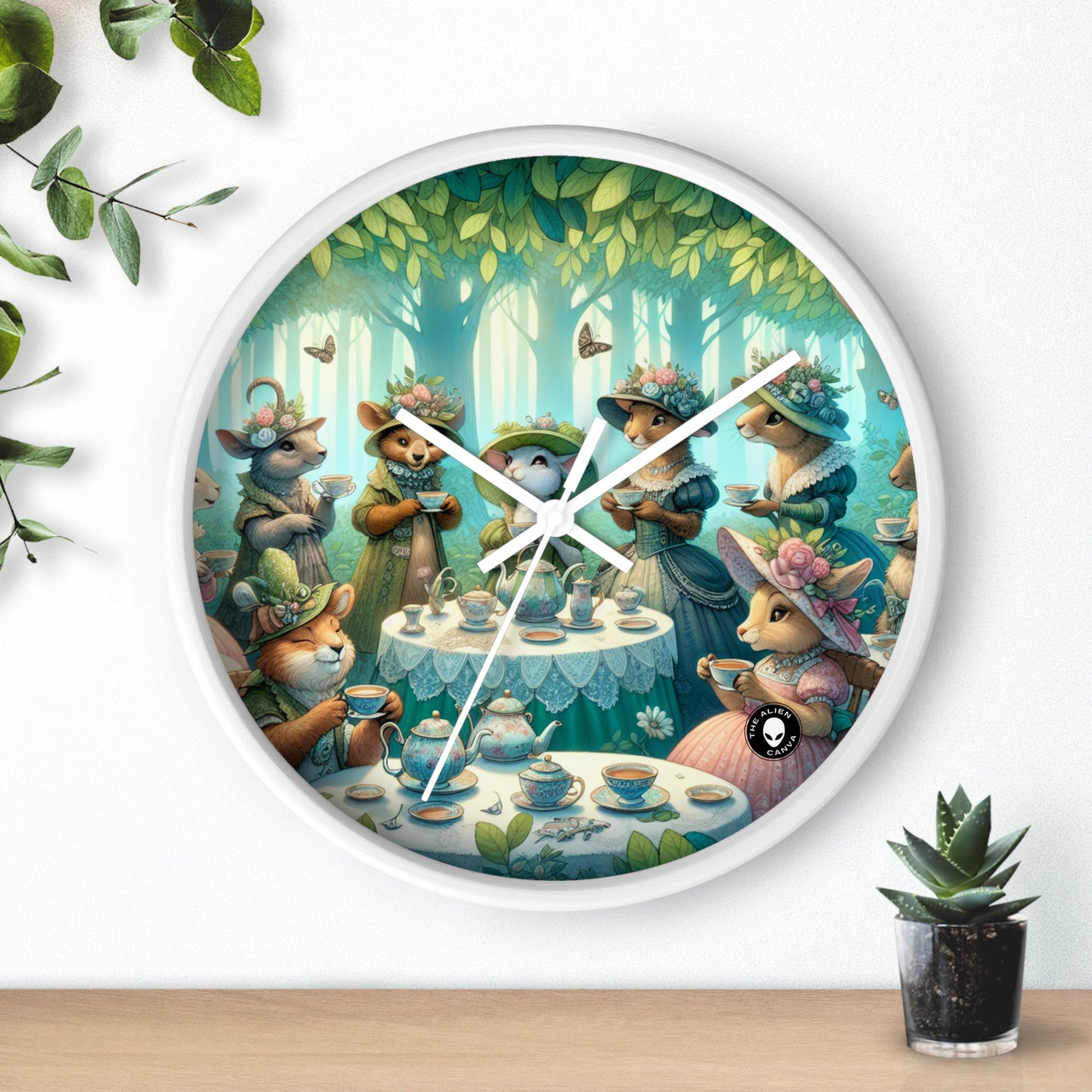 "Fancy Hats and Teacups: A Woodland Tea Party" - The Alien Wall Clock