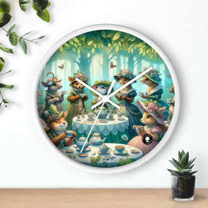 "Sombreros elegantes y tazas de té: una fiesta de té en el bosque" - El reloj de pared alienígena