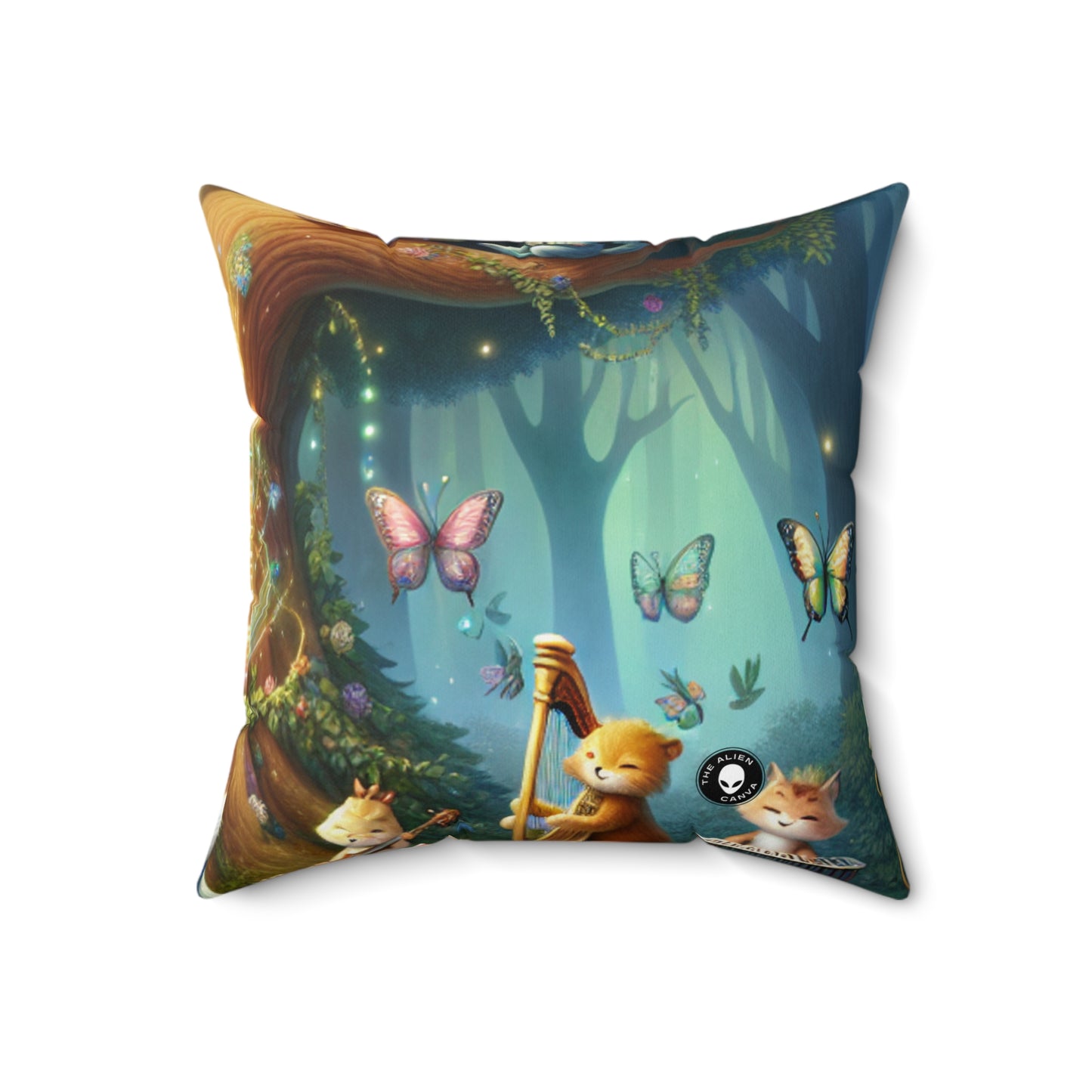 "Enchanted Forest Jam"- The Alien Spun Polyester Square Pillow