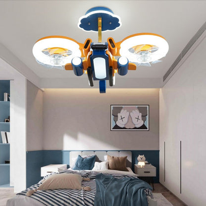 Dormitorio de habitación grande Smart Fighter Boy con luz de ventilador