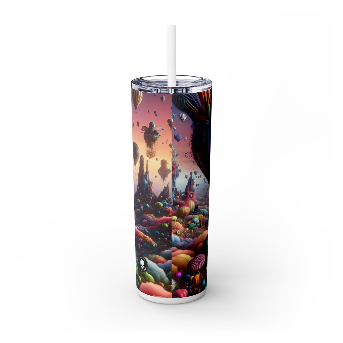 "Whimsical Sky: A Surreal Balloon Adventure" - Vaso delgado con pajita de 20 oz de Alien Maars®