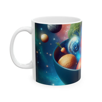 "Ensalada de frutas galáctica" - Taza de cerámica extraterrestre de 11 oz