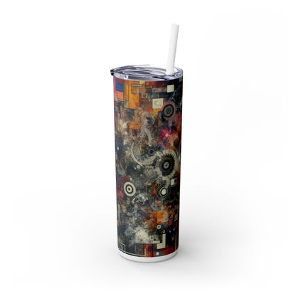 "Chaos Collage: A Neo-Dada Exploration" - The Alien Maars® Skinny Tumbler with Straw 20oz Neo-Dada