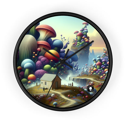 "Giant Flora and Miniature Villages: A Dreamy Wonderland" - The Alien Wall Clock