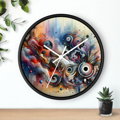 "Flux temporel : un voyage surréaliste à travers des formes abstraites et des couleurs vibrantes" - The Alien Wall Clock Avant-garde Art