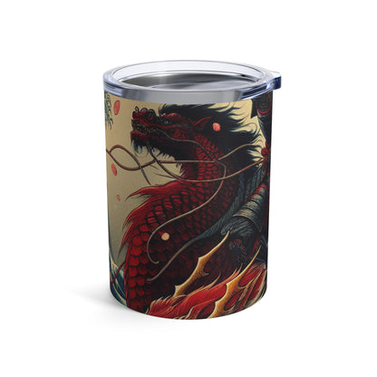 "Storming into Battle: A Samurai's Tale" - Vaso Alien de 10 oz estilo Ukiyo-e (impresión en madera japonesa)