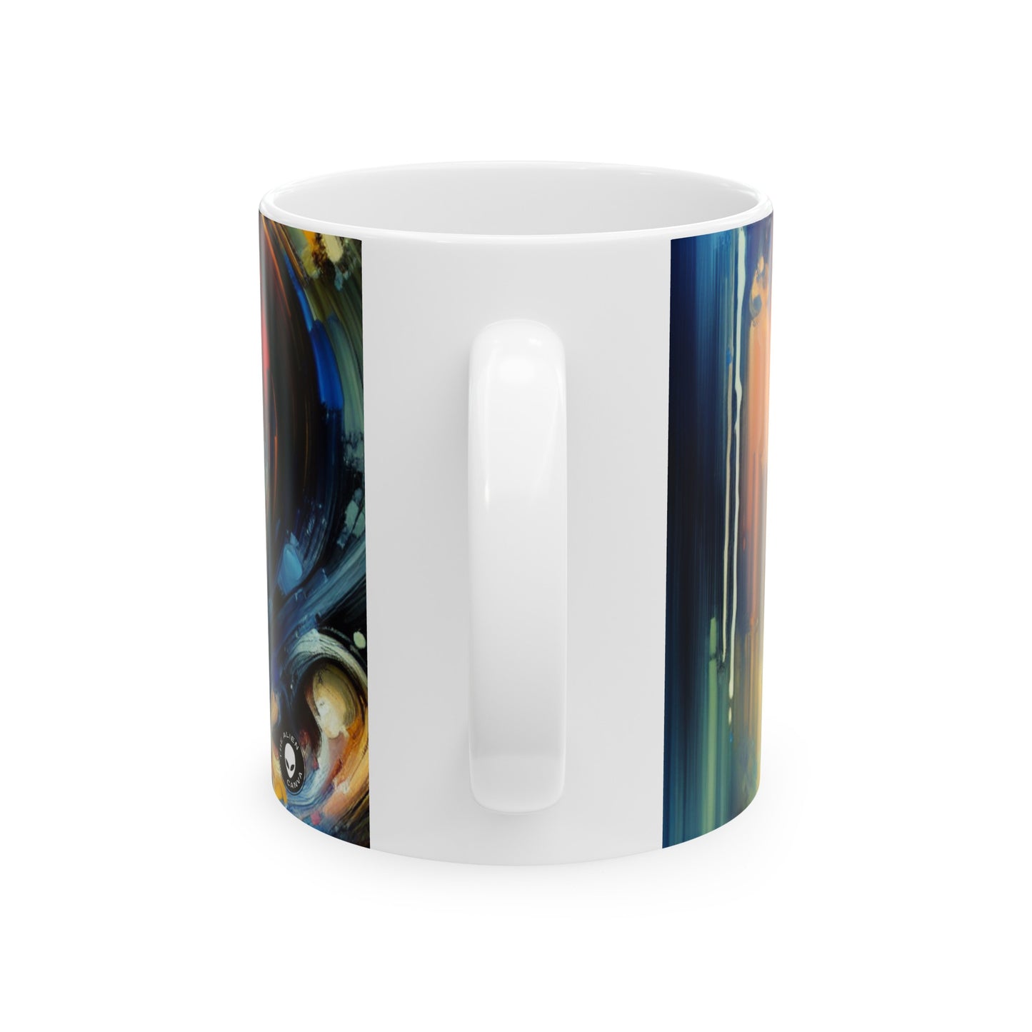 "Lumières de la ville : une ode néo-expressionniste au chaos urbain" - La tasse en céramique Alien 11oz néo-expressionnisme