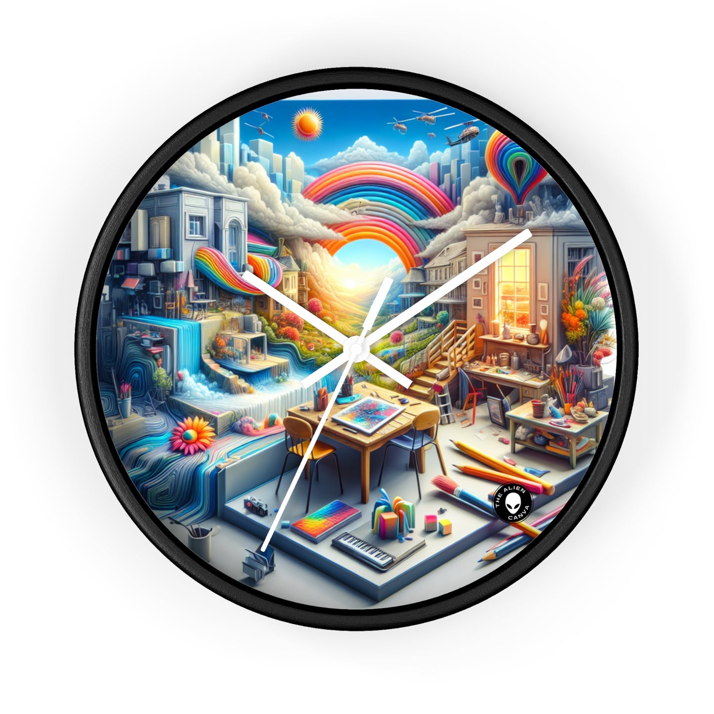 « Fusion futuriste : un paysage urbain simulationniste » - Le simulationnisme de l'horloge murale extraterrestre
