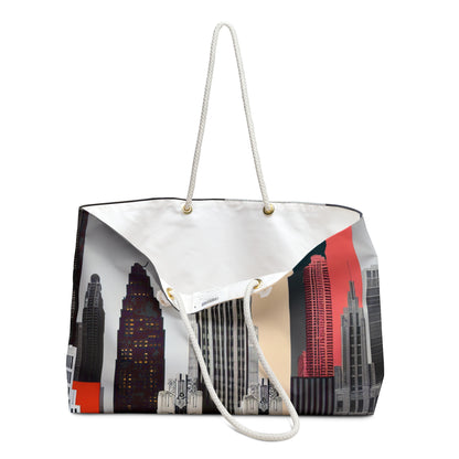 "Un contraste des temps : des gratte-ciel Art déco classiques et un paysage urbain moderne" - The Alien Weekender Bag Style Art Déco