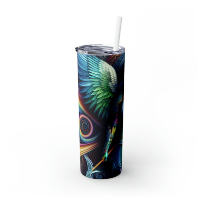 "Lionhearted Warrior Goddess: A Celtic-Inspired Artwork" - The Alien Maars® Skinny Tumbler with Straw 20oz Celtic Art