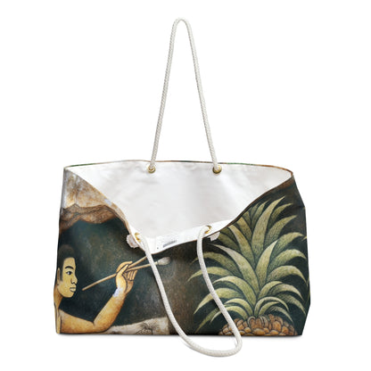 "Récolte d'ananas" - Le style de peinture rupestre du sac Alien Weekender