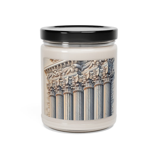 "Columnas de pared 3D: una obra de arte arquitectónica" - Vela de soja con aroma a extraterrestre, estilo trompe-l'oeil de 9 oz