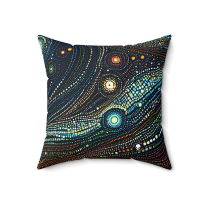 "Starry Dots: A Celestial Mosaic" - The Alien Spun Polyester Square Pillow Pointillism