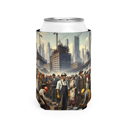 Title: "Unity in Action: Celebrating Solidarity's Triumph" - The Alien Can Cooler Sleeve Social Realism