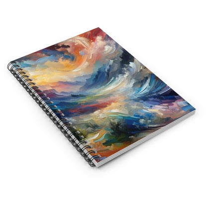 "Abstract Landscape: Exploring Emotional Depths Through Color & Texture" - The Alien Spiral Notebook (Ruled Line) Abstract Expressionism Style