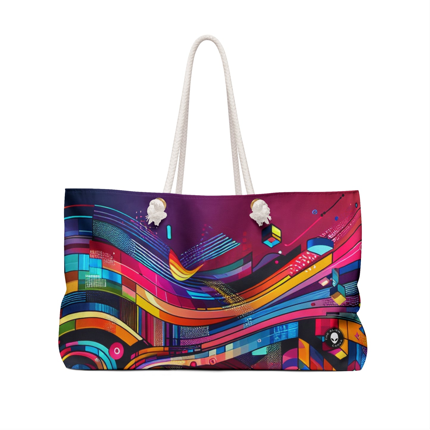 "Neon Metropolis: A Futuristic Cityscape" - The Alien Weekender Bag Digital Art