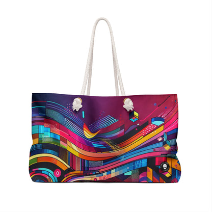 "Neon Metropolis: A Futuristic Cityscape" - The Alien Weekender Bag Digital Art