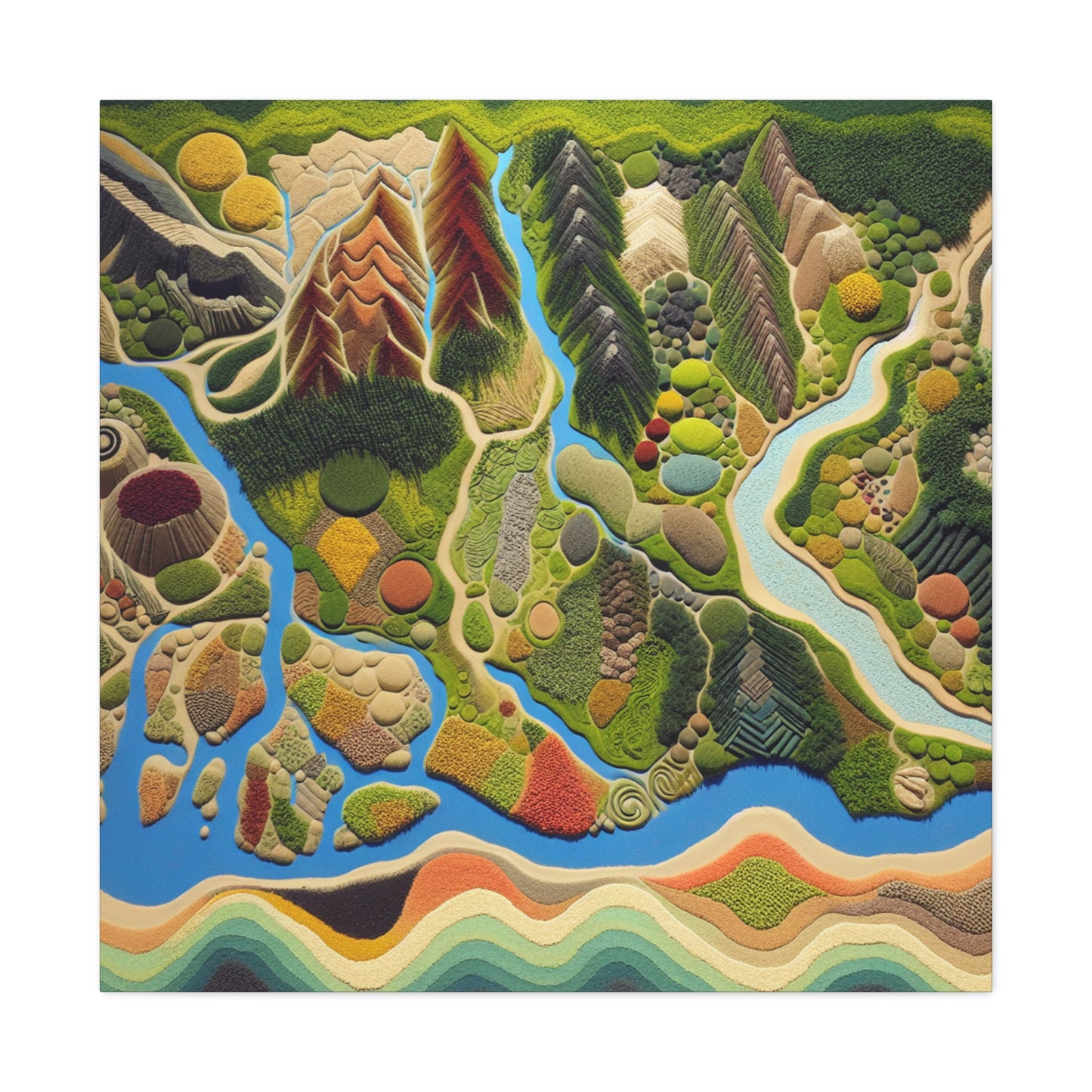 "Mapping Mother Nature: Crafting a Living Mural of Our Region". - The Alien Canva Land Art Style