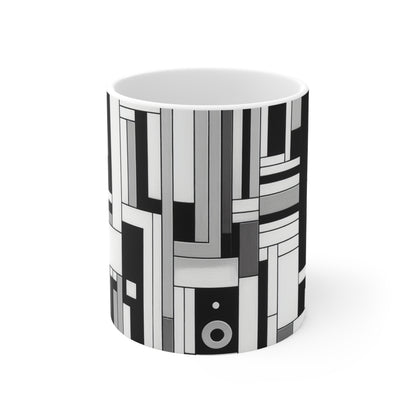 "De Stijl en blanco y negro" - Taza de cerámica The Alien 11oz Estilo De Stijl