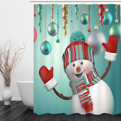 Rideau de douche imperméable imprimé bonhomme de neige de noël 3D, décor de salle de bain