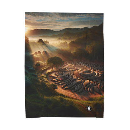 "Nature's Tapestry: Harmonious Geometric Art Installation" - The Alien Velveteen Plush Blanket Land Art