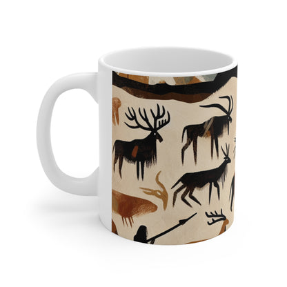 "The Discovery of Fire: A Cave Painting Tale" - The Alien Ceramic Mug 11oz Cave Painting