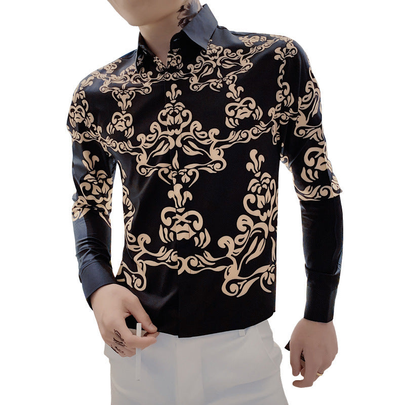 Slim sleeve printed casual shirt