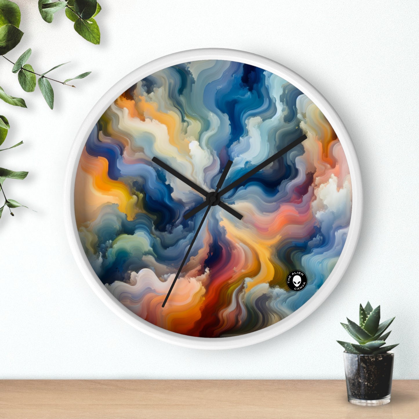 "Reflejos del atardecer: una pintura de campo de color sereno" - La pintura de campo de color del reloj de pared alienígena