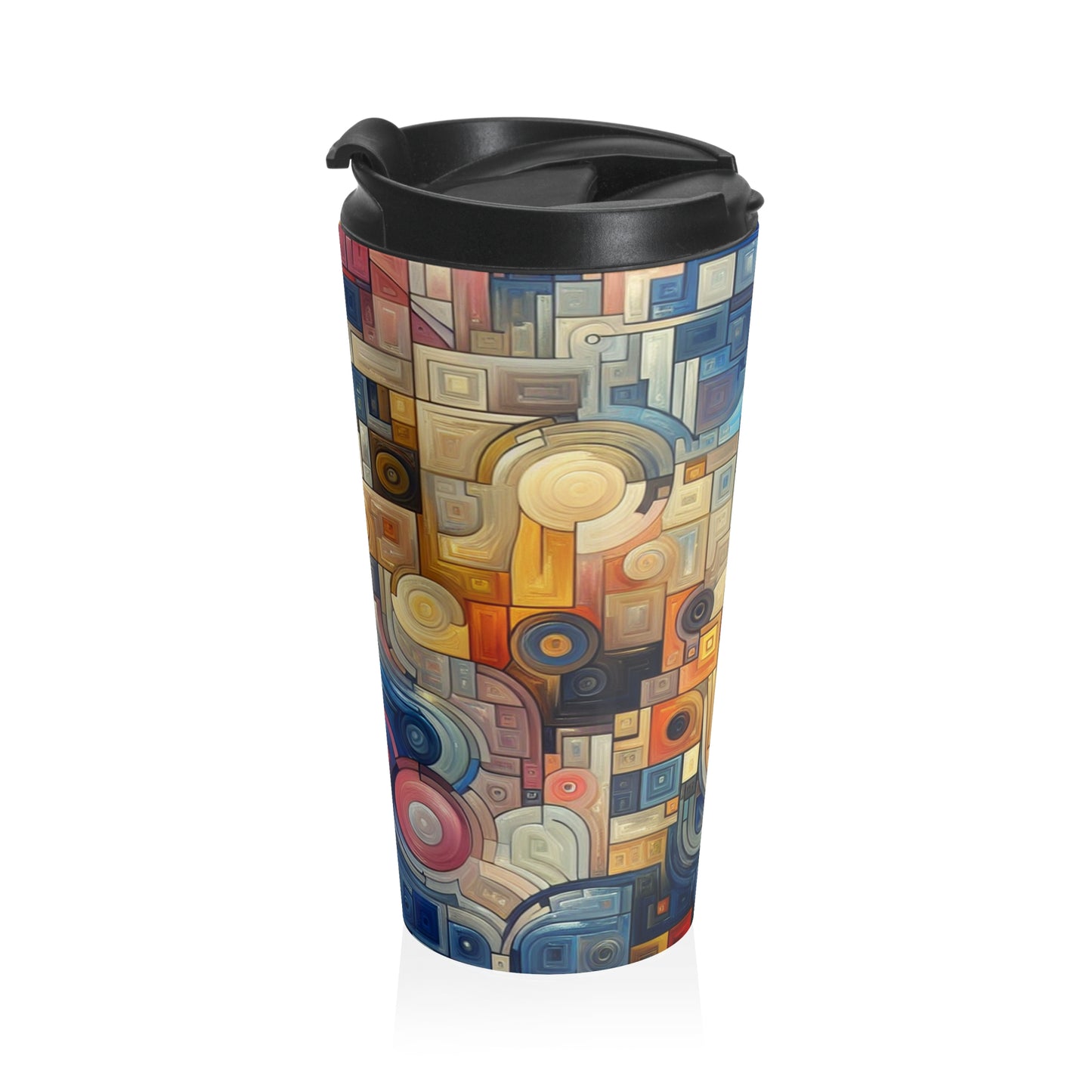 "Night City Rhythms: An Abstract Urban Exploration" - Taza de viaje de acero inoxidable The Alien Arte abstracto