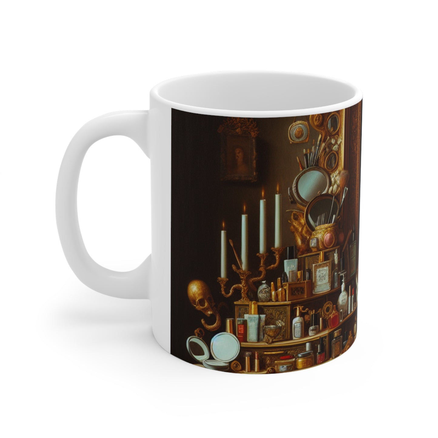 "La vanidad del lujo: una Vanitas modernizada" - Taza de cerámica The Alien 11oz Pintura Vanitas