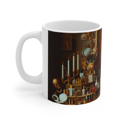 "The Vanity of Luxury: A Modernized Vanitas" - The Alien Ceramic Mug 11oz Vanitas Painting