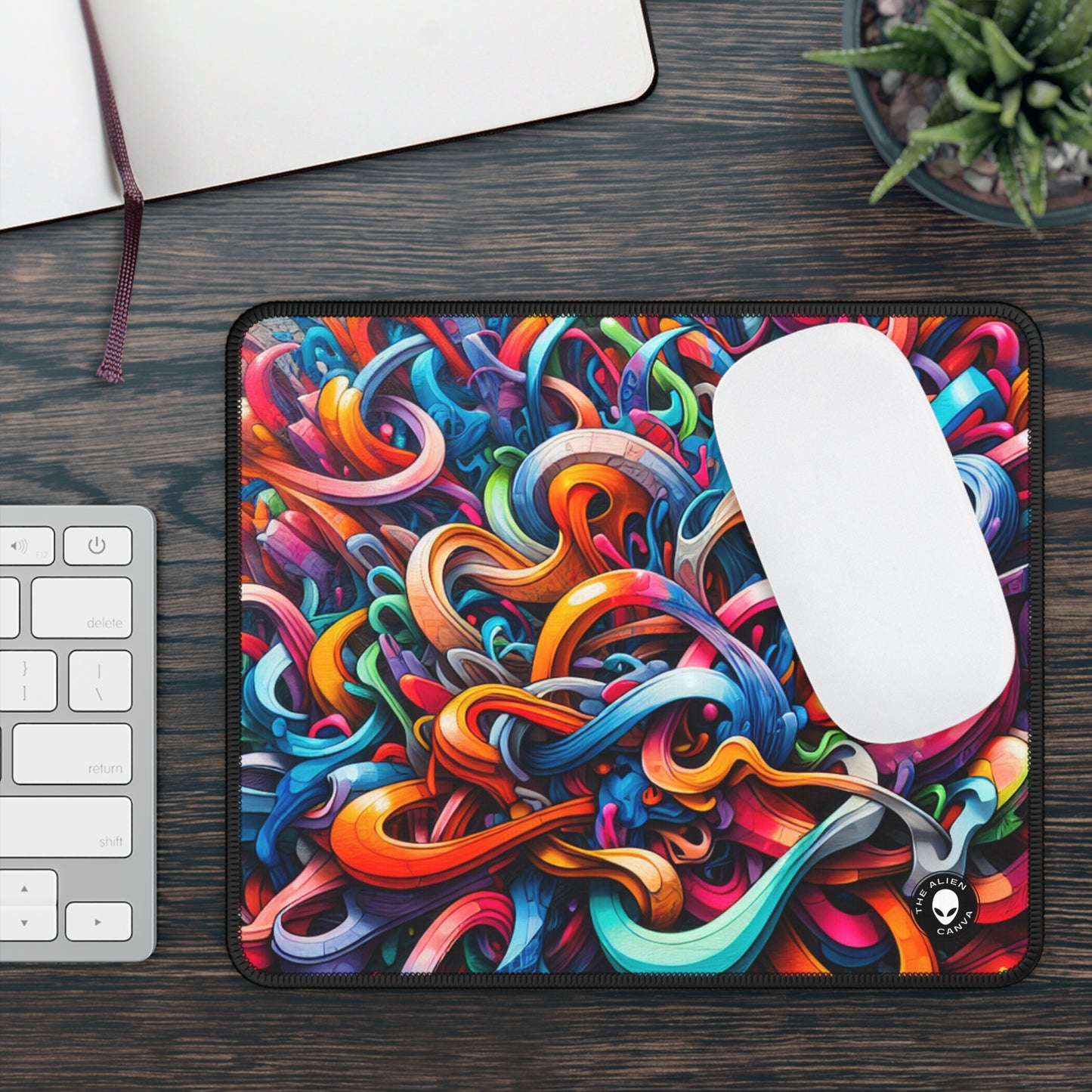 "Urban Vibe: A Graffiti Cityscape" - The Alien Gaming Mouse Pad Graffiti Art