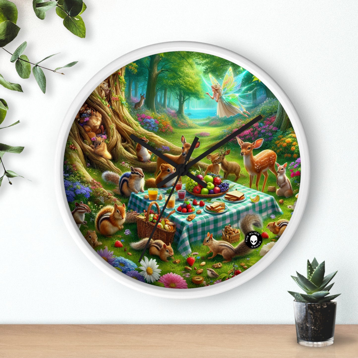 "Enchanted Forest Picnic: A Magical Gathering" - The Alien Wall Clock