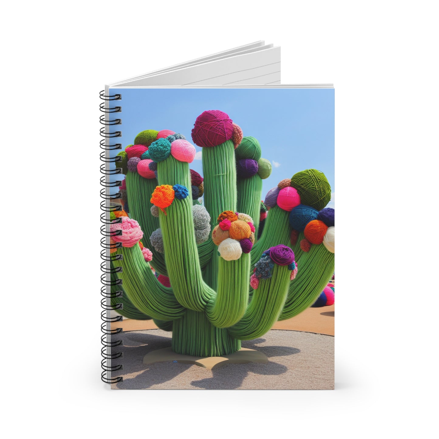 "Cactus llenos de hilo en el cielo" - Cuaderno de espiral alienígena (línea reglada) Estilo bombardeo de hilo (arte con fibras)