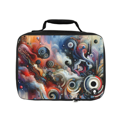 "Temporal Flux: Un viaje surrealista a través de formas abstractas y colores vibrantes"- The Alien Lunch Bag Arte de vanguardia