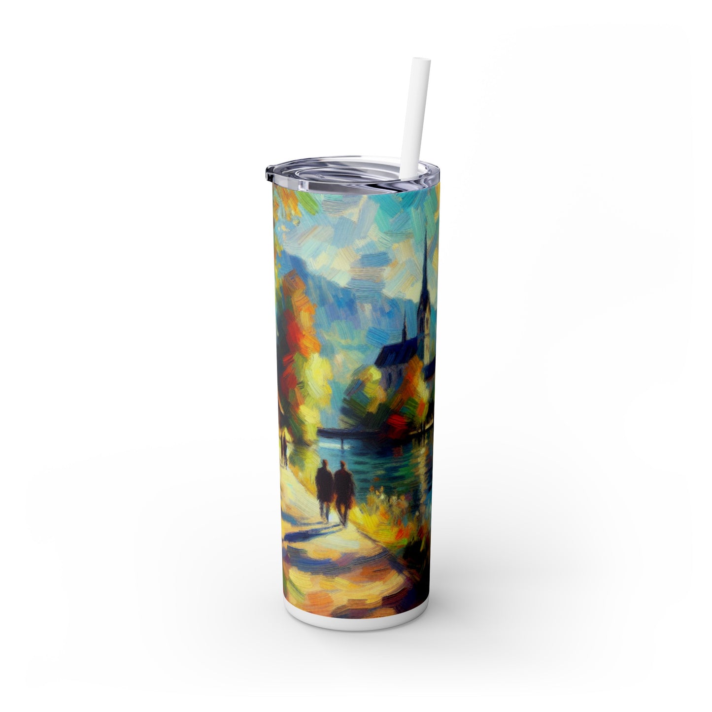 « Sunny Market Delight » - The Alien Maars® Skinny Tumbler avec paille 20oz Impressionnisme