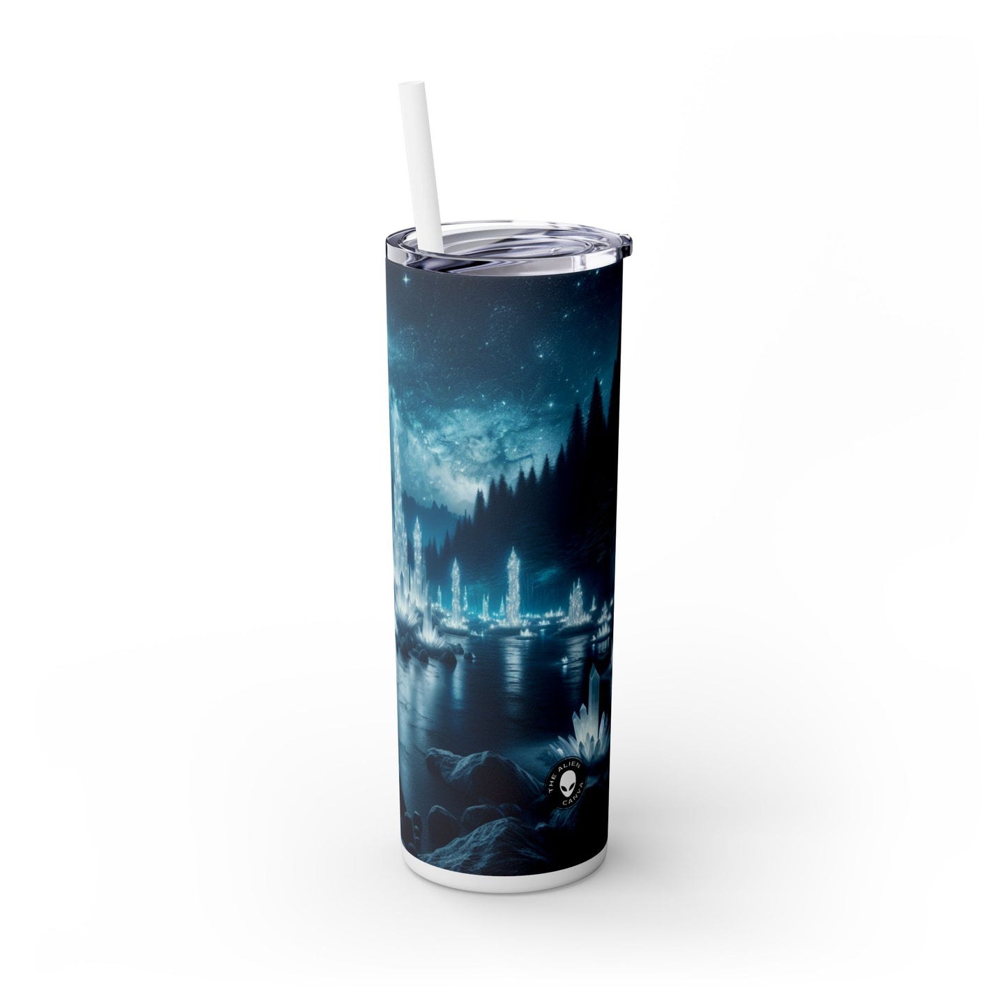 "Crystal Grove: Starlit Reflections" - The Alien Maars® Skinny Tumbler with Straw 20oz