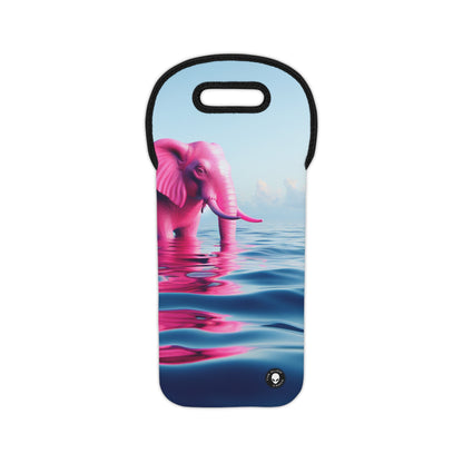 "The Pink Elephant in the Deep Blue Sea" - The Alien Wine Tote Bag A pink elefant floating in the ocean