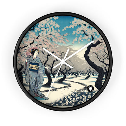 "Blossoming Sky" - The Alien Wall Clock Ukiyo-e (Japanese Woodblock Printing)