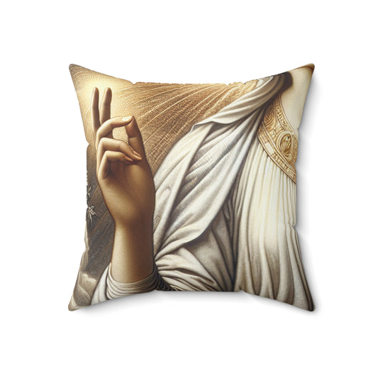 "The Radiant Madonna" - The Alien Spun Polyester Square Pillow Religious Art