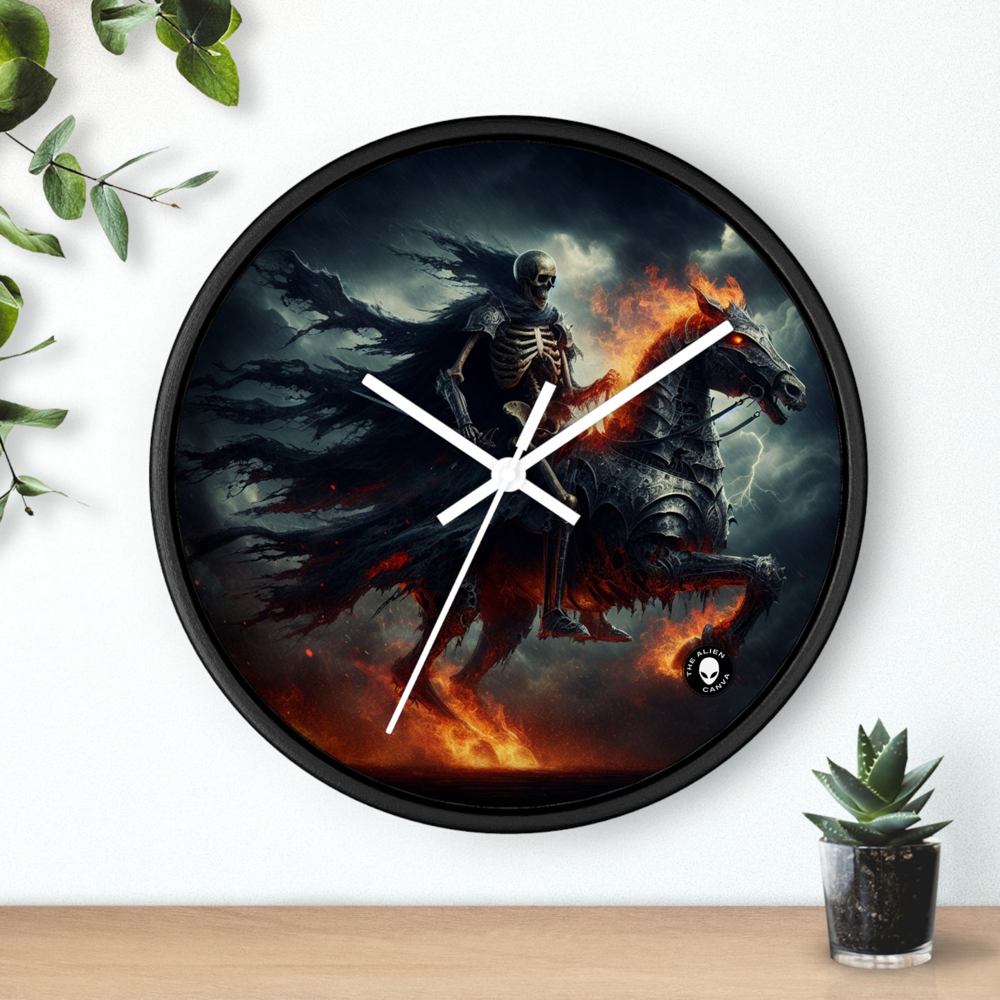 "Caballería de la Noche". - El reloj de pared alienígena de arte gótico.