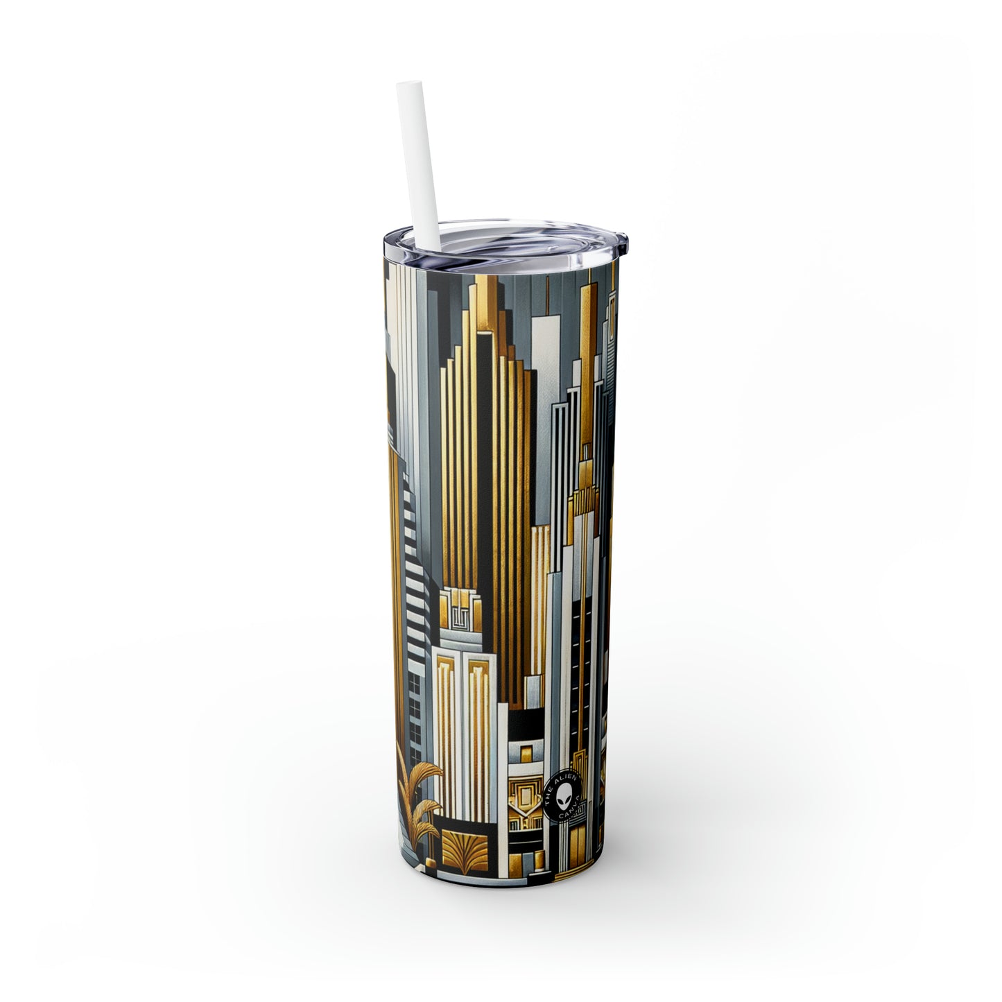 "Artistic Deco Dreamscape" - The Alien Maars® Skinny Tumbler avec Paille 20oz Art Déco