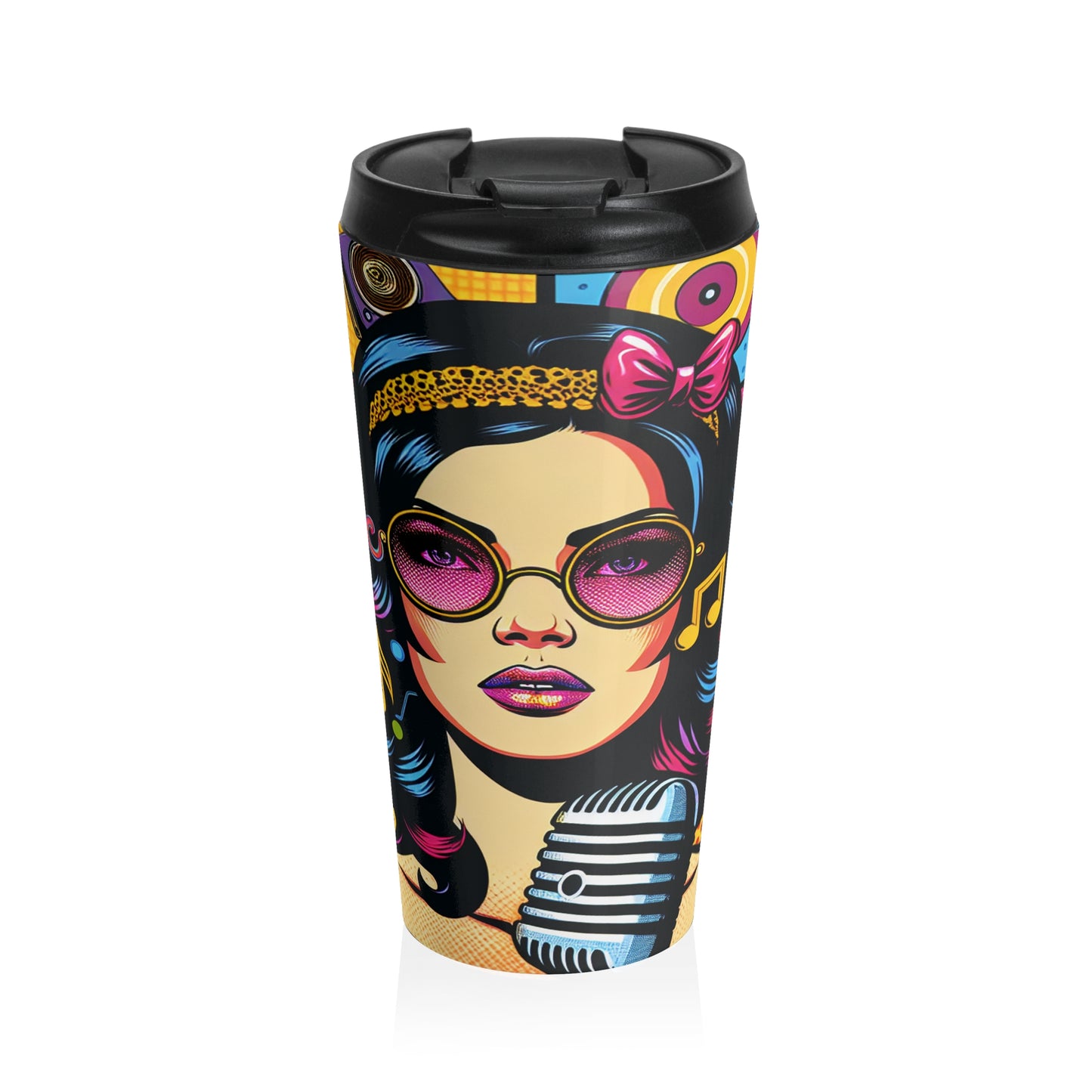 "Célébrer l'iconographie pop : un portrait rétrospectif" - The Alien Mug de voyage en acier inoxydable Pop Art