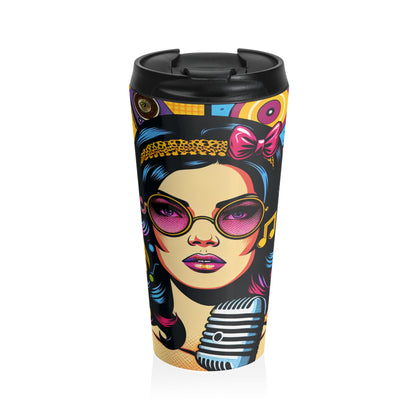 "Celebrating Pop Iconography: A Retrospective Portrait" - The Alien Stainless Steel Travel Mug Pop Art