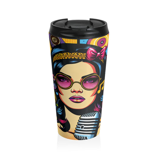 "Celebrating Pop Iconography: A Retrospective Portrait" - The Alien Stainless Steel Travel Mug Pop Art