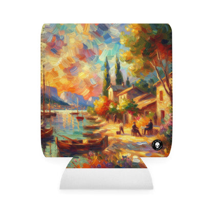 Golden Dusk: A Serene Impressionist Stroll by the Water - The Alien Can Cooler Sleeve Impressionism