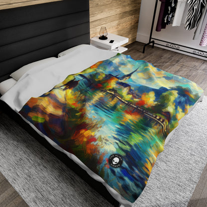 "Sunny Market Delight" - The Alien Velveteen Plush Blanket Impressionism