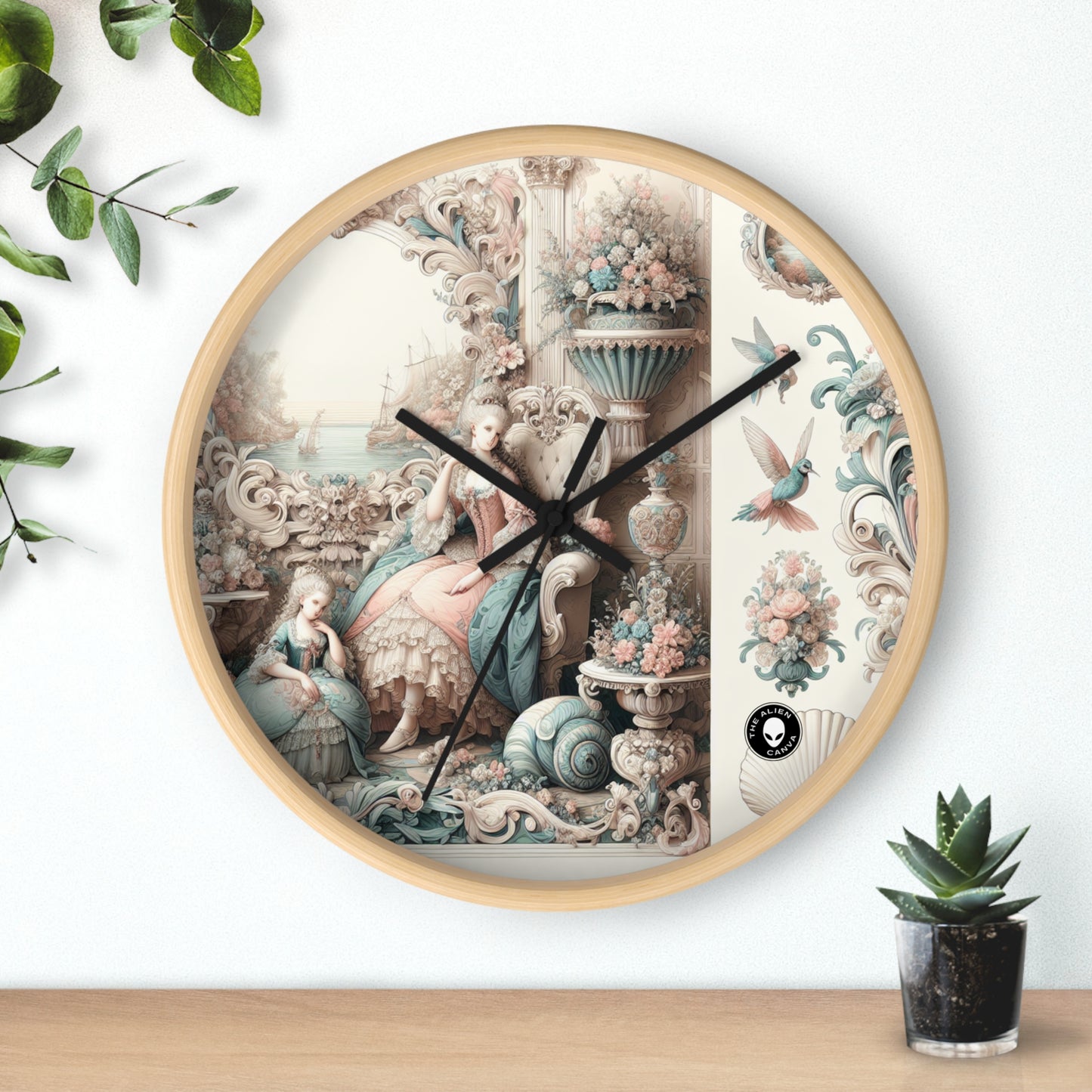 "Enchantment in Pastel Gardens: Rococo Fairy Princess" - The Alien Wall Clock Rococo