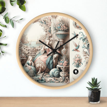 "Encantamiento en jardines en colores pastel: Princesa de hadas rococó" - El reloj de pared alienígena Rococó