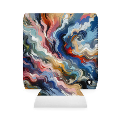 "Sunrise Serenity: una pintura abstracta inspirada en la renovación" - Abstracción lírica de la funda Alien Can Cooler